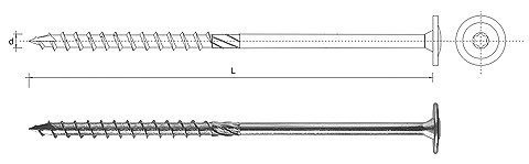 WKRĘT DO DREWNA Z KOŁNIERZEM NA TORX OCYNKOWANY 8*180MM T40