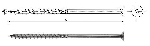 WKRĘT DO DREWNA Z ŁBEM STOŻKOWYM NA TORX 8*100MM T40