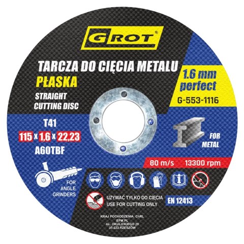 TARCZA PŁASKA T1A 115*1.6*22 KOMPLET 10 SZTUK