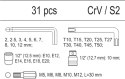 WKŁAD DO SZUFLADY KLUCZE HEX, TORX, NASADKI 31 CZĘŚCI