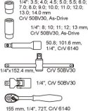 WKŁAD DO SZUFLADY ZESTAW NASADEK 1/4'' 25 CZĘŚCI